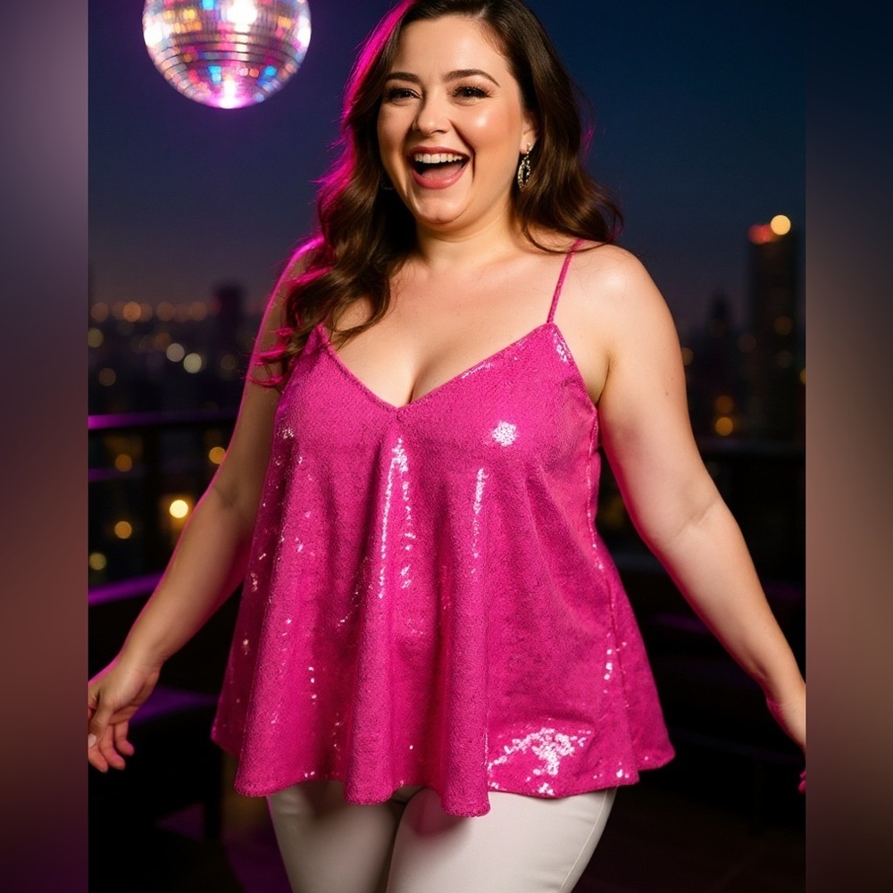 ASOS Hot Pink Sequin Cami Crop Top